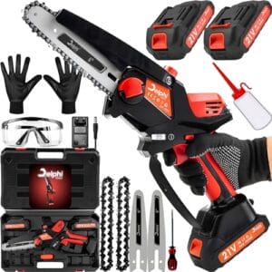 Delphi-Tools akumulatorowa piła łańcuchowa 1200 W z 2 akumulatorami - idealna do cięcia drzew i gałęzi