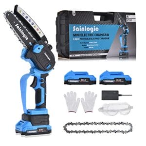 Sainlogic Mini piła łańcuchowa 6 cali - Bezpieczne cięcie drewna, przenośna i łatwa w obsłudze