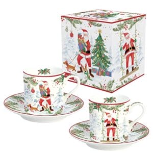 Easy Life PUDEŁKO 2 Kubki CAFE 75CL Z PORCELAINY JOYFUL SANTA