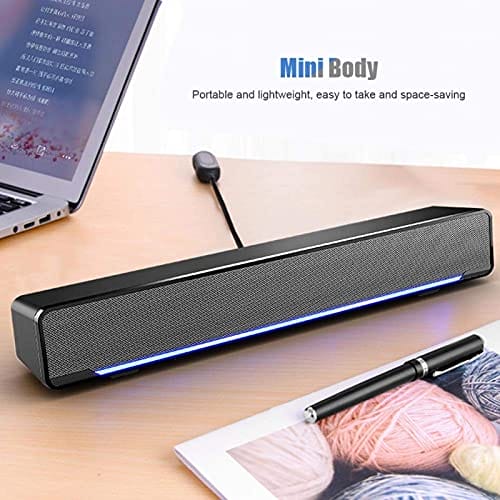ciciglow Głośniki PC soundbar przewodowe USB 3D Stereo - kompatybilne z komputerem, laptopem, smartfonem, tabletem, MP3/MP4 - obrazek 6