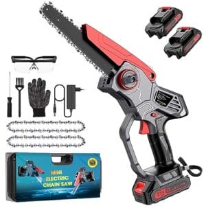 Bogseth Akumulatorowa piła łańcuchowa 20 cali mini piła łańcuchowa z akumulatorem elektryczna piła łańcuchowa jednoręczna elektryczna piła łańcuchowa 2 x akumulator 2000 mAh