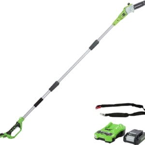 Greenworks G24PS20K2 - Akumulatorowa Pilarka na Wysięgniku 20cm, 67m/s, 32kg, Automatyczna Olejarka, 50ml Zbiornik Oleju, 26m Zasięg, Bateria 24V 2Ah i Ładowarka