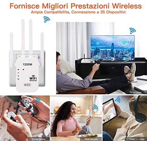 GUVGMY Wzmacniacz WiFi 1200 Mbps Dual Band 5 GHz/24 GHz - Wydajny wzmacniacz Wi-Fi z 4 antenami 3 dBi / 1 port Ethernet - obrazek 7