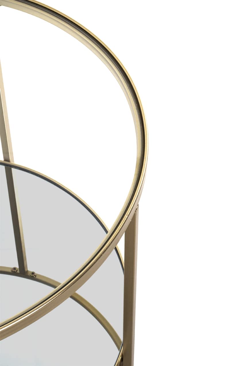 HAKU Möbel Stolik Kawowy Metalowy Złoty Ø 60 x Wys. 45 cm - Rury stalowe, szklane półki, obciążalność 5 kg - obrazek 2