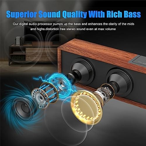 Głośniki Bluetooth, Smalody Głośnik PC Klasyczny przenośny drewniany g - obrazek 6