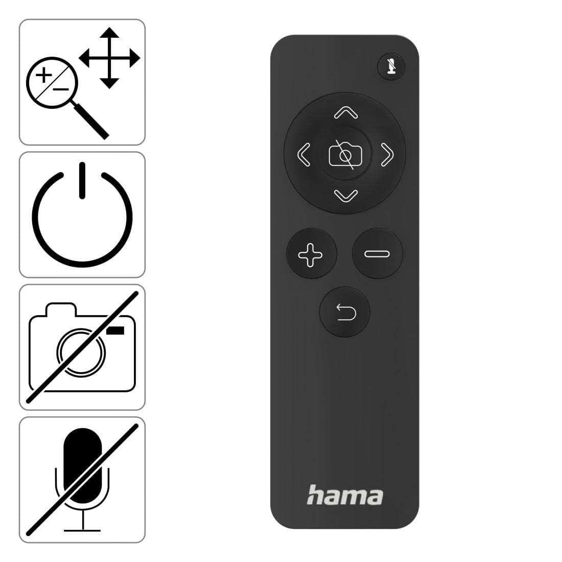 Hama Kamera internetowa C-800 PRO z lampą pierścieniową - czarna | Autofokus | Mikrofon stereo | Stopka na ekran | Obrót 360° | Pilot do sterowania | Idealna do Skype, Teams, Zoom - obrazek 6