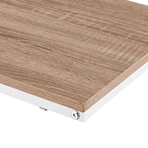 Relaxdays Stolik pomocniczy w kształcie litery C (wys. x szer. x gł.): 60 x 30 x 45 cm stół do wsuwania metal i wygląd drewna biały/brązowy - praktyczny i wszechstronny stolik kawowy - obrazek 5