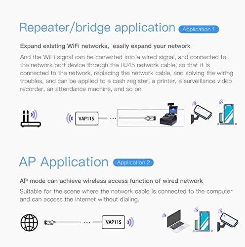 VONETS Przemysłowy 2,4 GHz WLAN Bridge Ethernet WiFi Router Wireless R - obrazek 8