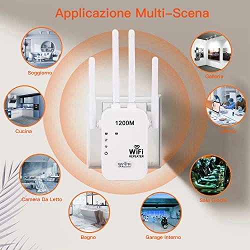 GUVGMY Wzmacniacz WiFi 1200 Mbps Dual Band 5 GHz/24 GHz - Wydajny wzmacniacz Wi-Fi z 4 antenami 3 dBi / 1 port Ethernet - obrazek 5