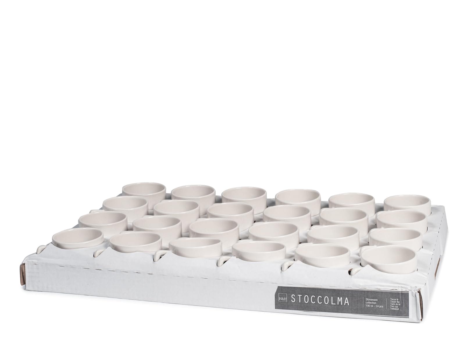 H&H Sztokholm zestaw 24 filiżanek herbaty Stoneware Biały 190cc - obrazek 2