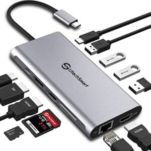 Stacja dokująca, UtechSmart12 w 1 Hub USB C z 2 HDMI, 1*DisplayPort, T