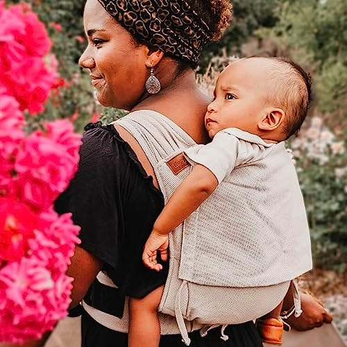 Hoppediz Hop-Tye Advanced - nosidełko dla noworodków 4 w 1 od urodzenia – pomoc do noszenia z szelkami – rośnie razem z dzieckiem do 20 kg – wzór Djerba - obrazek 5