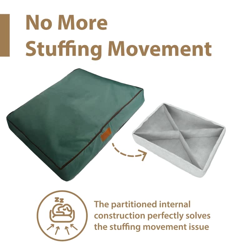 Ellie-Bo Duże legowisko dla psa 87 x 57 x 10 cm z wodoodporną osłoną w kolorze zielonym z brązową lamówką do klatki dla psów 91 cm - obrazek 8