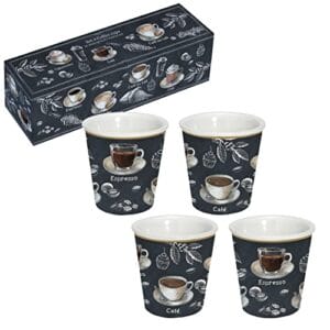 Easy Life Pudełko z Porcelany Barista 4 Szkółki z Cafe 10cl - Zestaw do Kawy