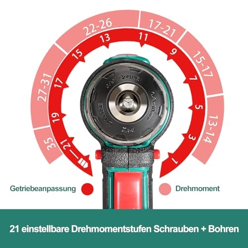 HYCHIKA wiertarka akumulatorowa 18 V 35 Nm 21 + 1 pozycje do regulacji momentu obrotowego i dwie prędkości do wiercenia śrub i otworów w metalu i drewnie. - obrazek 2