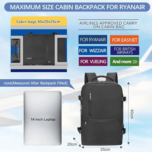 plecak podróżny 40x20x25 dla ryanair bagaż podręczny plecak damski ple - obrazek 13