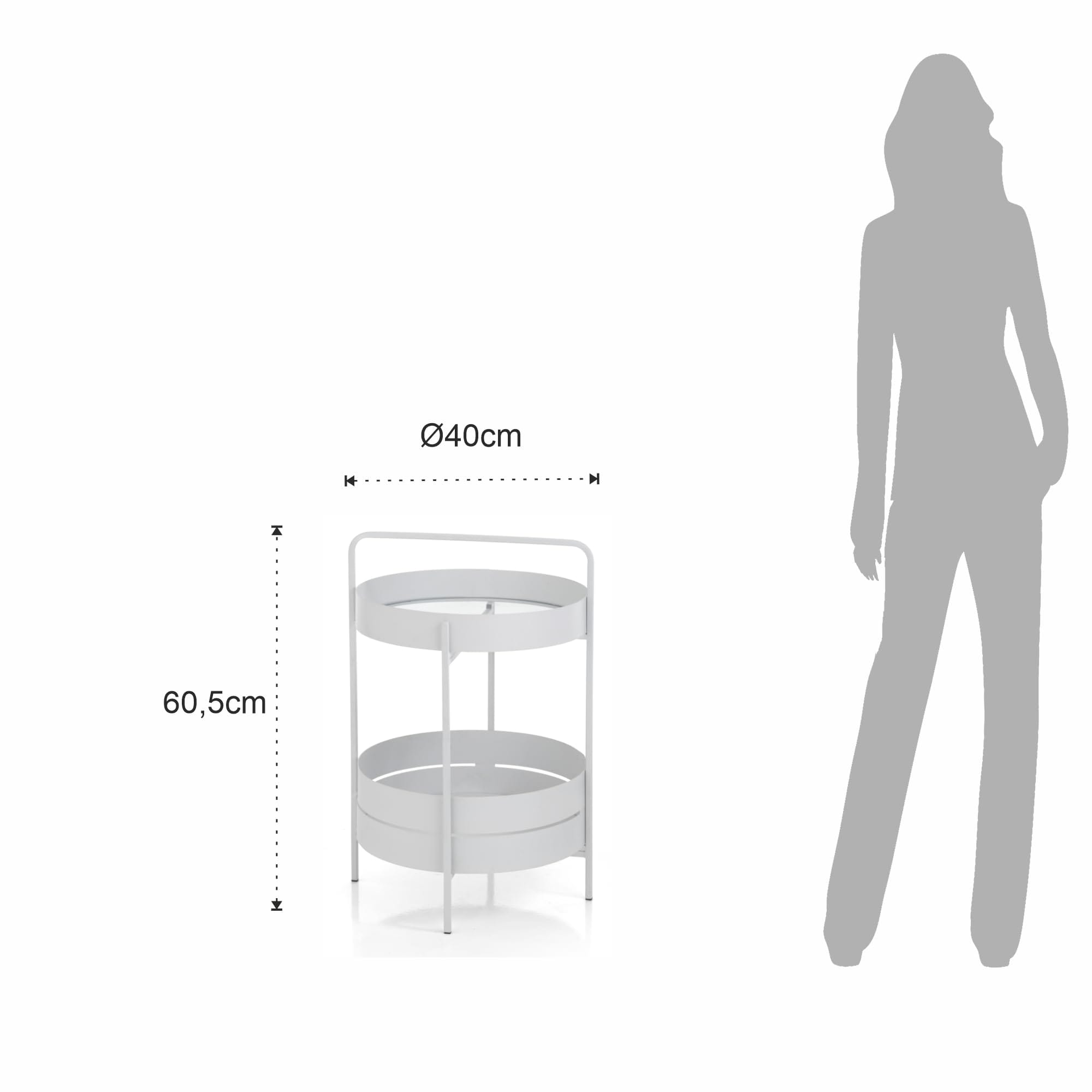 Stolik kawowy/półka 2 piętra Wink Design, Biały Matowy Przezroczysty, H605 x Ø 40 cm - obrazek 2