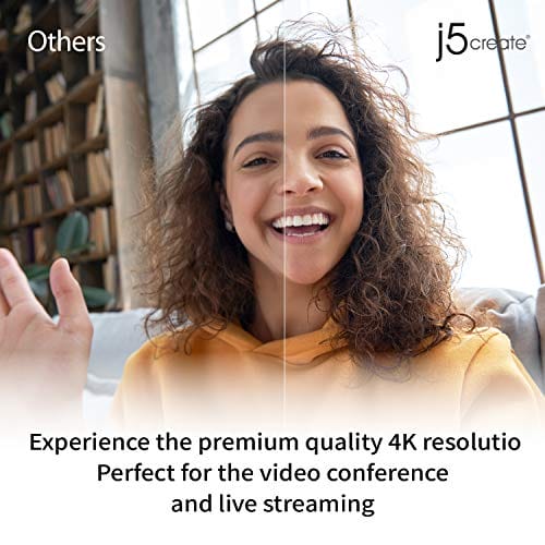 Kamera internetowa 4K Ultra HD j5create z 5-krotnym zoomem cyfrowym, ochroną prywatności, podwójnym mikrofonem i pilotem zdalnego sterowania USB-C | do wideokonferencji i zajęć online - obrazek 8