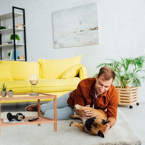 Stolik pomocniczy do salonu Relaxdays z półką z drewna orzecha włoskiego, wys. x szer. x gł.: 35 x 60 x 40 cm, stolik kawowy naturalny - obrazek 5