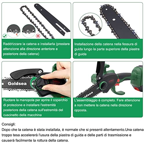 Goldsea Mini piła łańcuchowa z akumulatorem 4 i 6 cali - przenośne nożyce do gałęzi - obrazek 10