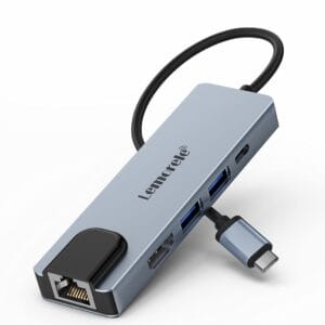 Lemorele USB C Hub with Ethernet 5 in 1 USB C Adapter Multiport Adapter z 4K HDMI Ethernet LAN RJ45 2 USB A PD 100W USB c Dock dla MacBook Pro/Air iPad Pro/Air ChromeBook Switch itp