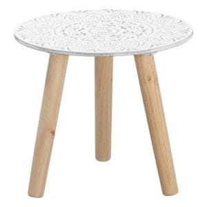 Spetebo stolik pomocniczy 30 x 30 cm - biały/naturalny z dekoracją - d
