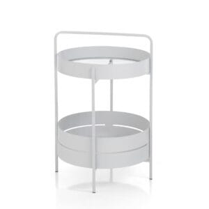 Stolik kawowy/półka 2 piętra Wink Design, Biały Matowy Przezroczysty, H605 x Ø 40 cm