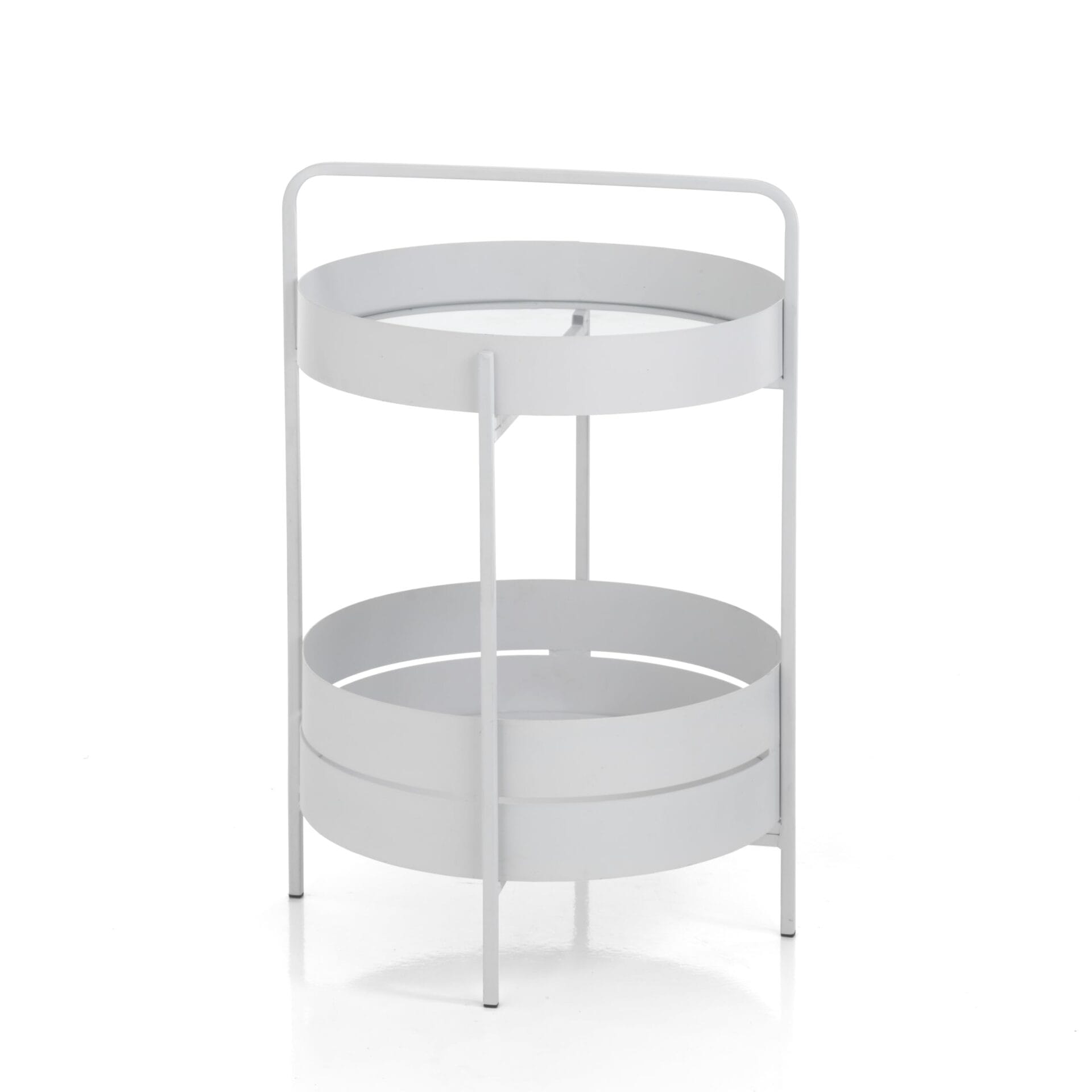 Stolik kawowy/półka 2 piętra Wink Design, Biały Matowy Przezroczysty, H605 x Ø 40 cm