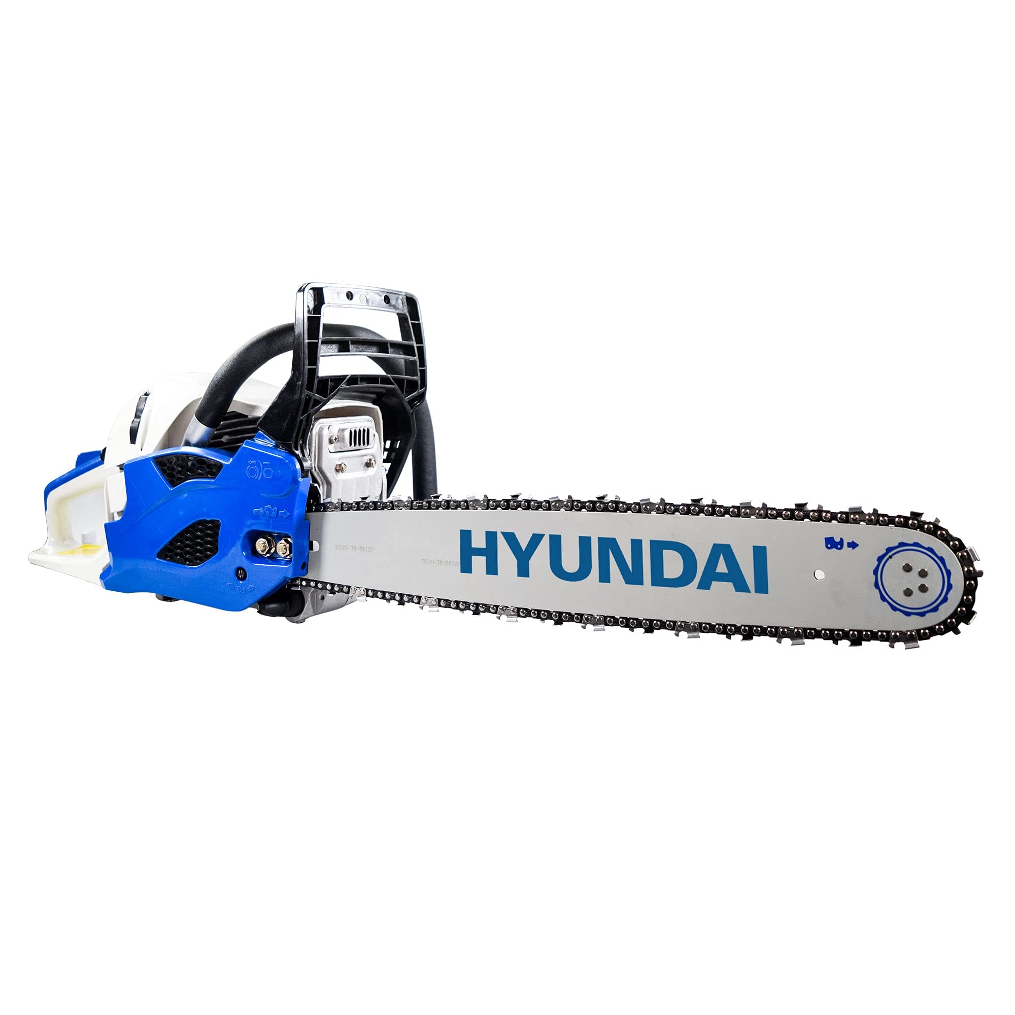 Piła łańcuchowa Hyundai Biały/Niebieski 56 cm - solidne wykonanie, łatwe użytkowanie, praktyczne zastosowanie