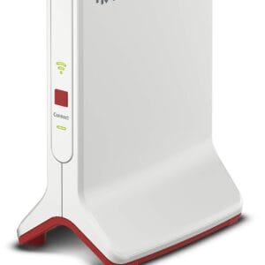 AVM 20002856 Sieciowy Wzmacniacz Sygnału Sieci Bezprzewodowej 5 GHz (do 1733 Mbit/s) 5 GHz (do 866 Mbit/s) 24 GHz (do 400 Mbit/s) Biały/Czerwony 13.5 x 8.7 x 18.5 cm - WiFi Extender AVM, Kompatybilny z Routerami WLAN, Prędkość do 3000 Mbit/s, Łatwa Konfiguracja WPS