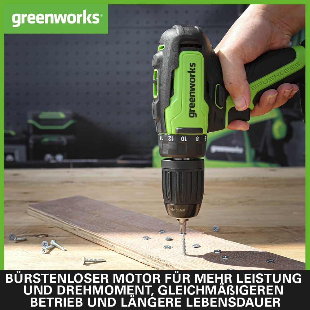 Greenworks GD24DD35K2 Wiertarko Wkrętarka Akumulatorowa z Silnikiem Be - obrazek 4