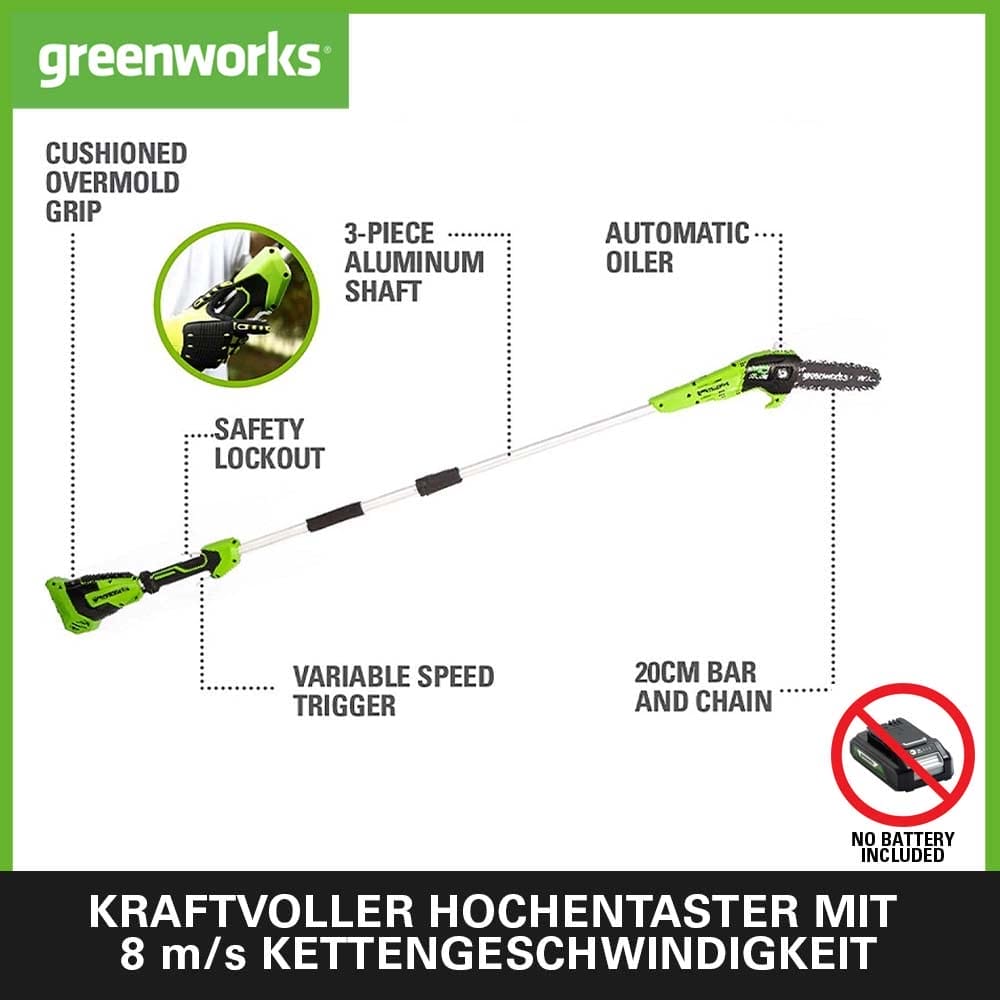 Greenworks G40PSF Akumulatorowa Pilarka na Wysięgniku, Ostrze 20cm, Sz - obrazek 6