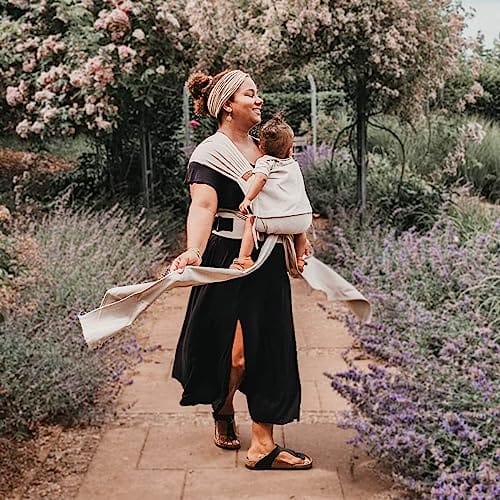 Hoppediz Hop-Tye Advanced - nosidełko dla noworodków 4 w 1 od urodzenia – pomoc do noszenia z szelkami – rośnie razem z dzieckiem do 20 kg – wzór Djerba - obrazek 4