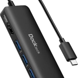 Dockteck USB C Hub HDMI Adapter, 5-w-1 Dock USB C Adapter do 3 USB-3.0