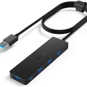 Aceele USB 3.0 Hub 4 Porty Wieloportowy hub USB 5Gb/s z Kablem 120cm K