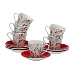 Versa Zestaw filiżanek do kawy Serca 6 sztuk Porcelana