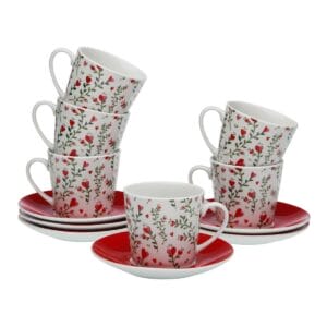 Versa Zestaw filiżanek do kawy Serca 6 sztuk Porcelana