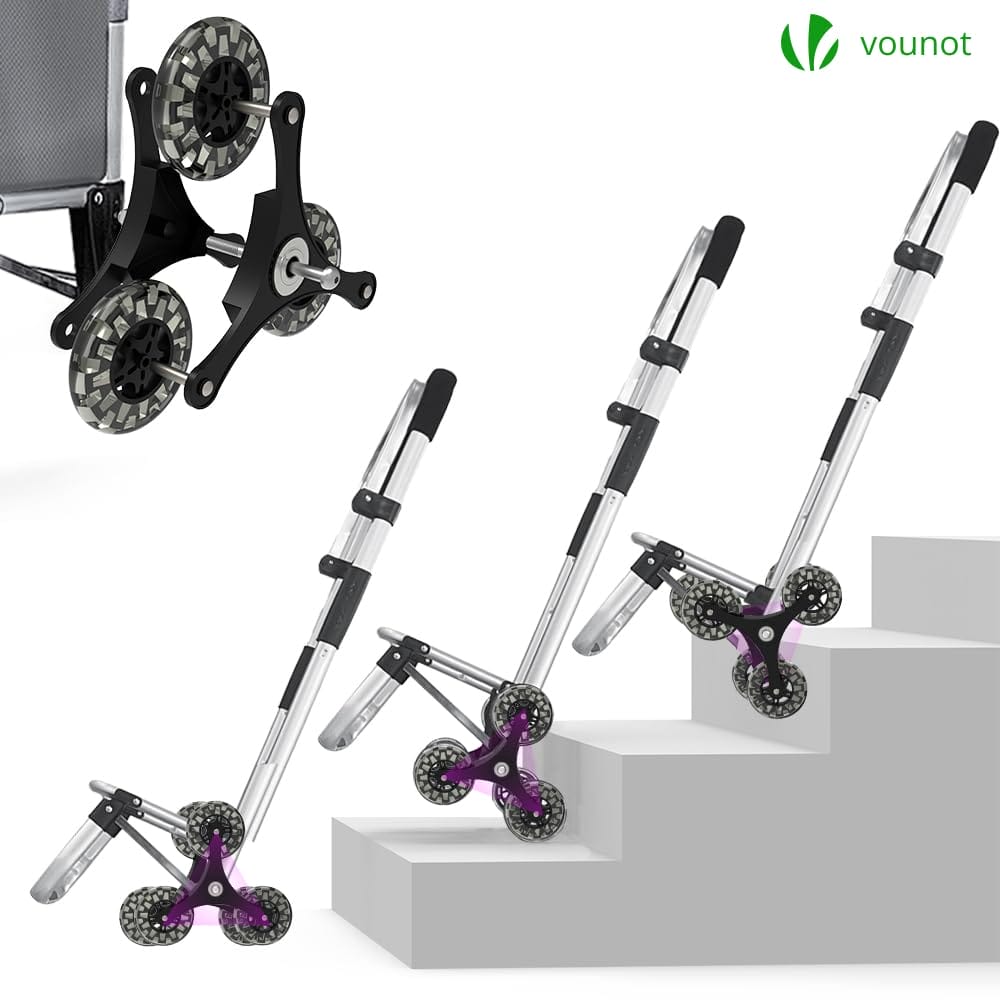 VOUNOT Wózek na zakupy 6 kół aluminiowy z izolowaną przegrodą Składany - obrazek 4