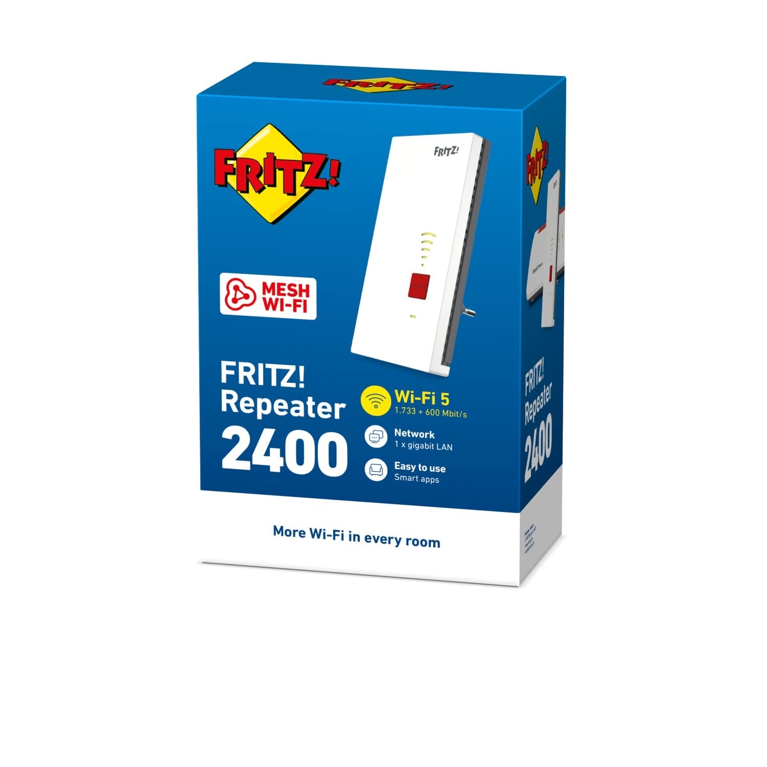 AVM FRITZ!Repeater 2400 - Wi-Fi Mesh Repeater AC N dwuzakresowy do 1.733 Mb/s (5 GHz) i do 600 Mb/s (2,4 GHz) z portem sieciowym Gigabit - obrazek 4