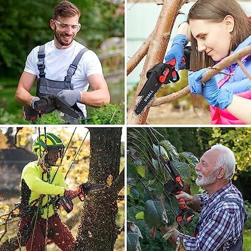 Mini przenośna piła łańcuchowa 21V 1500mAh 2 akumulatory 4 łańcuchy czerwona - obrazek 2