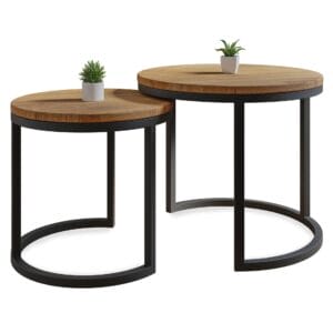 Stoliki kawowe Lumarc Modena - ręcznie wykonane, z litego drewna bukowego, minimalistyczne wzornictwo, stal nierdzewna, odpowiedzialna produkcja