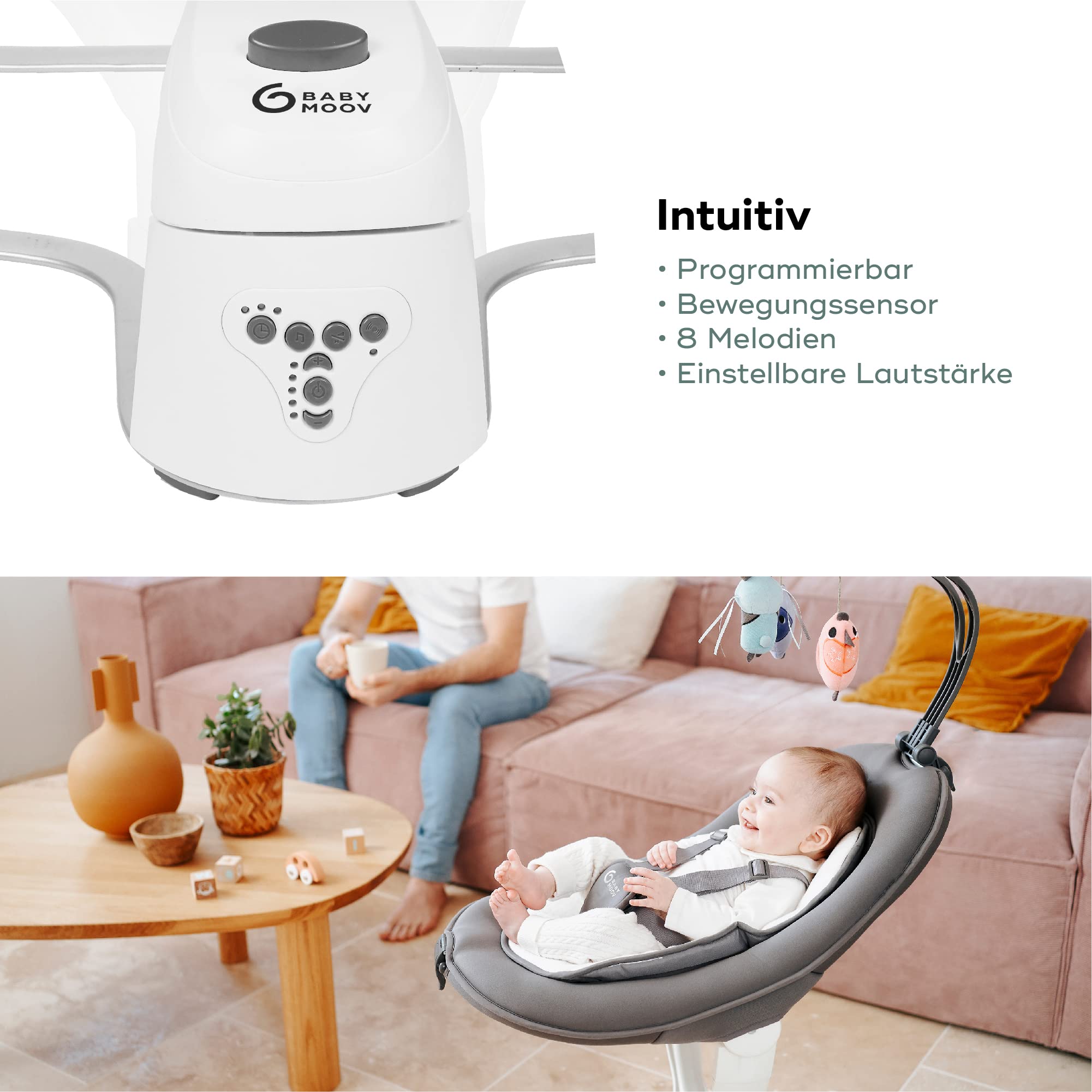 Babymoov Automatyczny bujaczek leżaczek Swoon Motion Zinc - obrazek 4