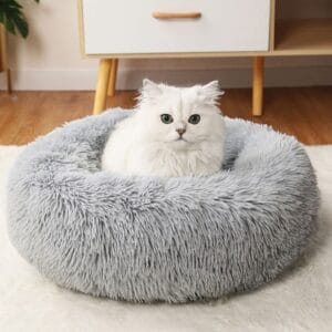 Caliyo Legowisko dla psa/kota puszyste można prać w pralce dla małych psów nadaje się do suszenia w suszarce średnica 50 cm okrągłe legowisko dla kota