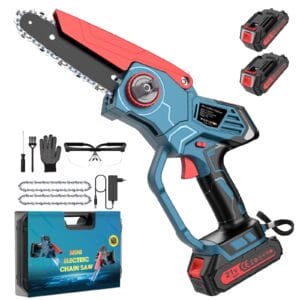 Mini piła łańcuchowa akumulatorowa 15 cm elektryczna piła łańcuchowa jednoręczna elektryczna piła łańcuchowa ręczna piła łańcuchowa do ogrodu drewna i gałęzi 2 akumulatory 2000 mAh
