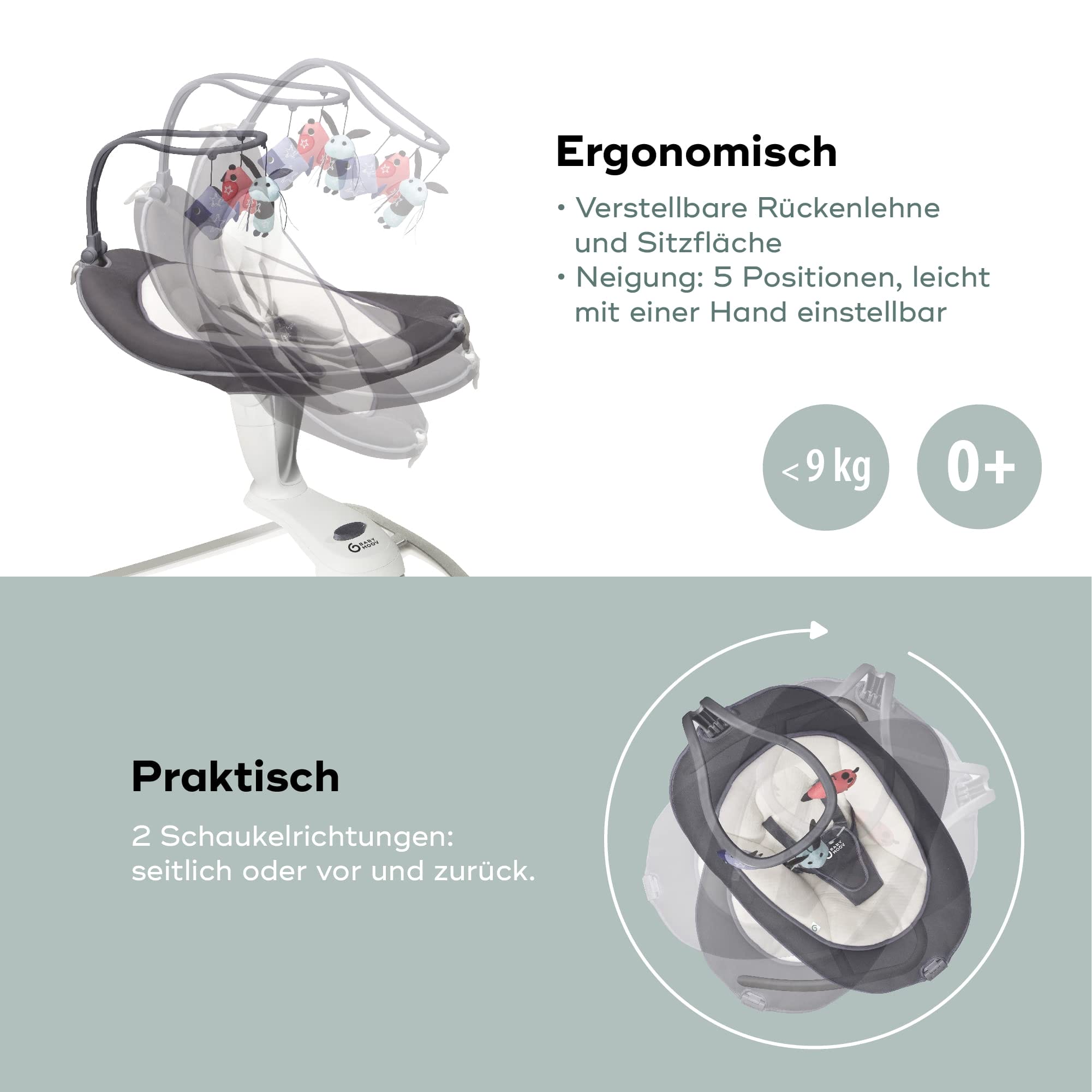 Babymoov Automatyczny bujaczek leżaczek Swoon Motion Zinc - obrazek 5