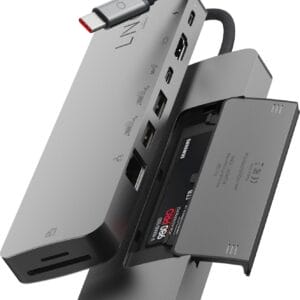 9 w 1 Pro Studio USB-C Multiport Hub firmy LINQ – adapter HDMI 4K z czytnikami SSD USB-A USB-C Ethernet i kart – obsługuje Macbook iPad telefon komórkowy i PC