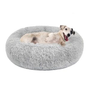 Lohofrnny Łóżko dla psów Koty miękkie łóżko dla psa Okrągłe łóżko dla kota miękki puszysty pluszowy dywan sofa na łóżko dla dużych psów pączek relaksująca antypoślizgowa (70 cm jasnoszary)
