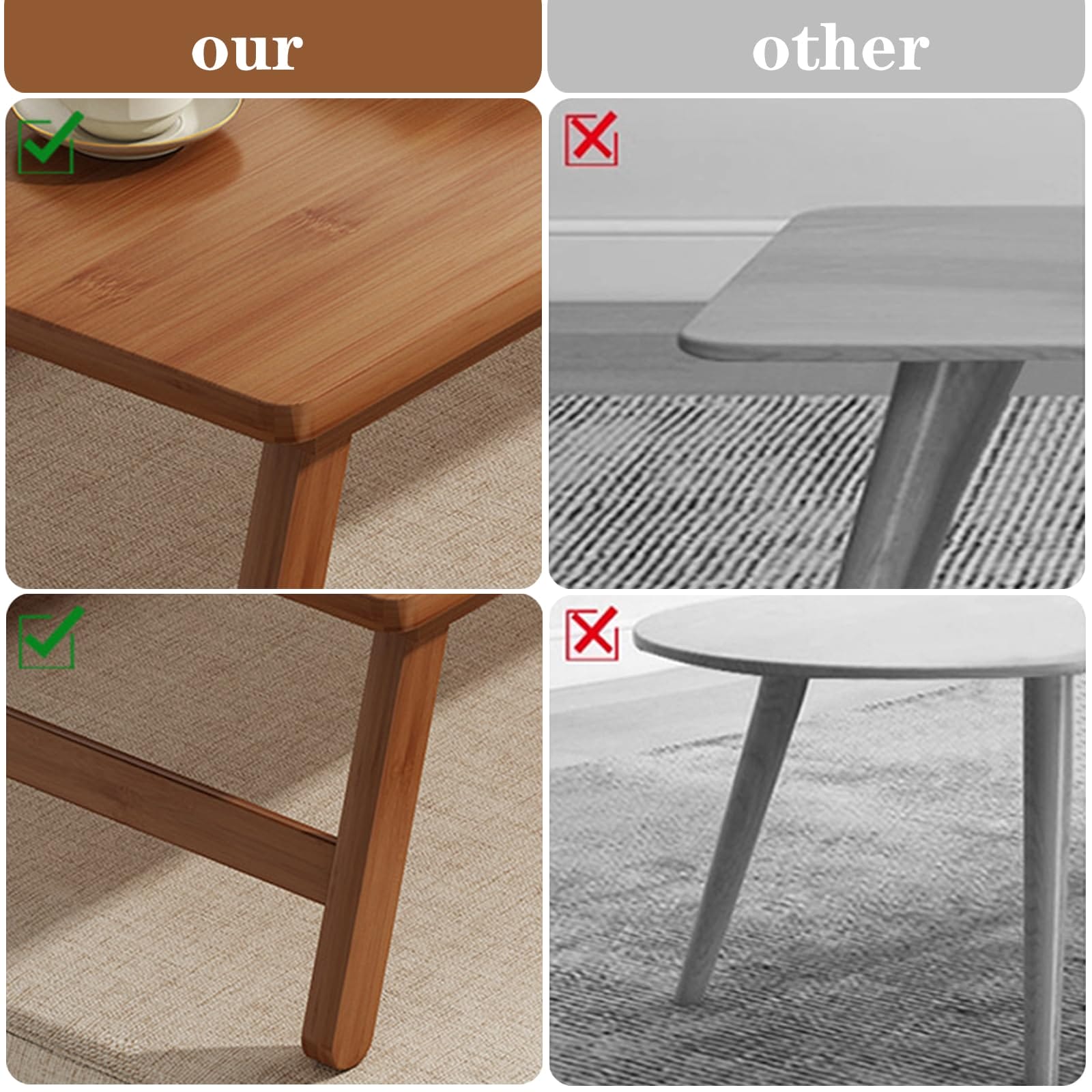 QHENS Bambusowy stolik kawowy ze składanymi nogami drewniany prostokątny stolik do herbaty tatami wielofunkcyjny niski stolik do salonu domowego biura 57 x 343 x 223 cm - obrazek 3