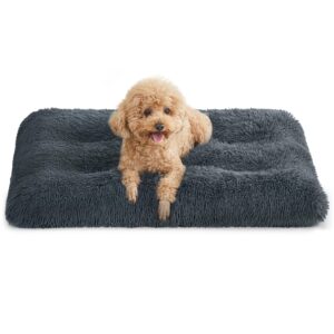 Feandrea legowisko dla psa miękka pluszowa mata dla zwierząt 80 x 50 cm poduszka do prania w pralce poduszka dla psów wielofunkcyjny ciemny szary PGW201G02