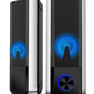 Głośniki PC soundbar Bluetooth 5.0 2 x 5 W z odłączanymi głośnikami PC, dźwiękiem stereo i światłem LED